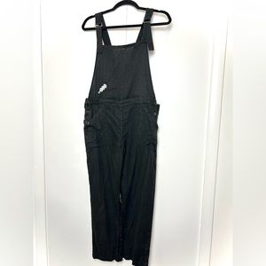 Lily Ashwell Linen Overalls Jumpsuit Slim Leg Black